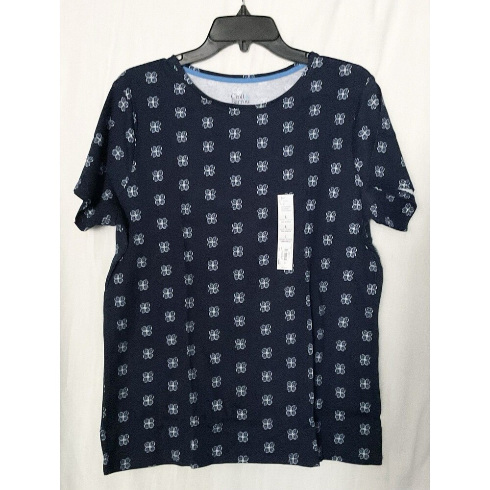 Croft & Barrow Women's Essential Crewneck Tee Size L, Navy Mini Tile